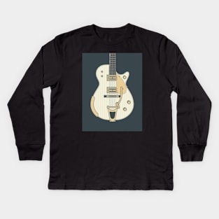 White Penguin Guitar Kids Long Sleeve T-Shirt